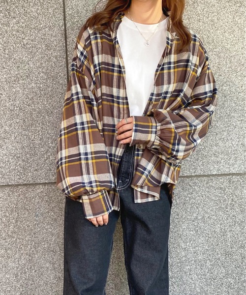 apres jour（アプレジュール）の「チェックＢＩＧシャツ【ZOZOTOWN限定アイテム】（シャツ/ブラウス・レディース・グリーン/ブラウン系その他/ボルドー・X-LARGE/フリー）」の5枚目の写真