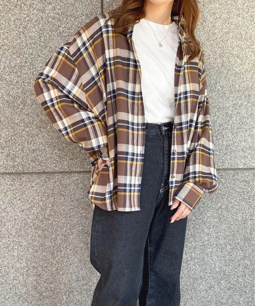 apres jour（アプレジュール）の「チェックＢＩＧシャツ【ZOZOTOWN限定アイテム】（シャツ/ブラウス・レディース・グリーン/ブラウン系その他/ボルドー・X-LARGE/フリー）」の6枚目の写真