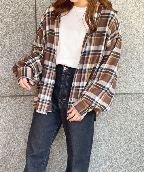 apres jour（アプレジュール）の「チェックＢＩＧシャツ【ZOZOTOWN限定アイテム】（シャツ/ブラウス・レディース・グリーン/ブラウン系その他/ボルドー・X-LARGE/フリー）」の7枚目の写真