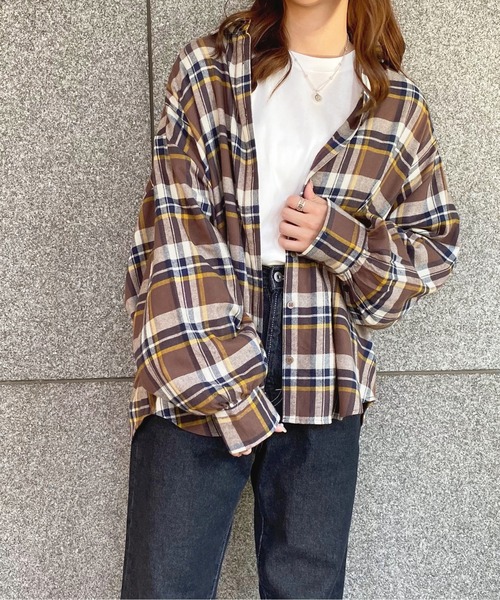 apres jour（アプレジュール）の「チェックＢＩＧシャツ【ZOZOTOWN限定アイテム】（シャツ/ブラウス・レディース・グリーン/ブラウン系その他/ボルドー・X-LARGE/フリー）」の8枚目の写真