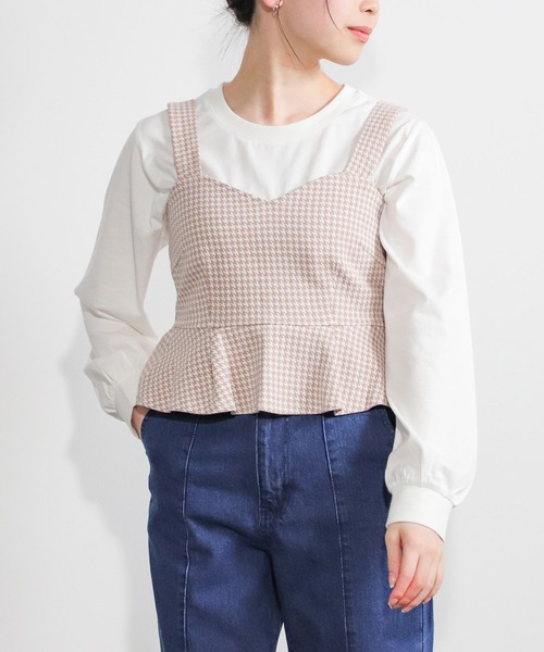 Honeys(ハニーズ)の「ビスチェ付トップス(その他トップス・レディース・ホワイト×ブラック/ホワイト系その他/ブラック系その他/ブルー系その他・S/M/L)」の3枚目の写真