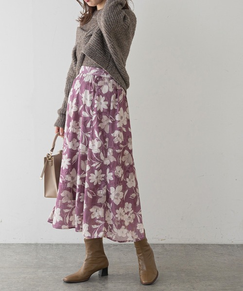 natural couture（ナチュラルクチュール）の「オリエンタル花柄ジャガードスカート（スカート・レディース・ブラック/グレー/ピンク・FREE）」の16枚目の写真