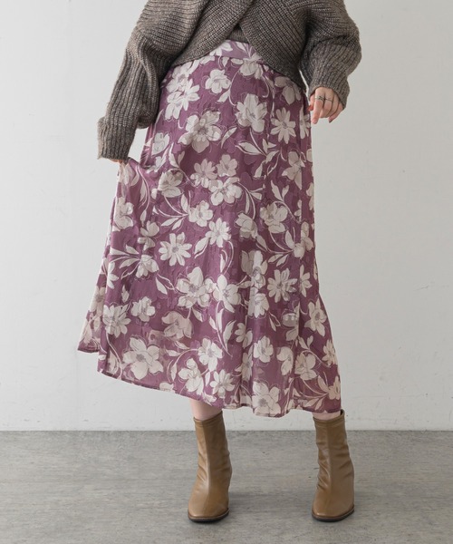 natural couture（ナチュラルクチュール）の「オリエンタル花柄ジャガードスカート（スカート・レディース・ブラック/グレー/ピンク・FREE）」の13枚目の写真