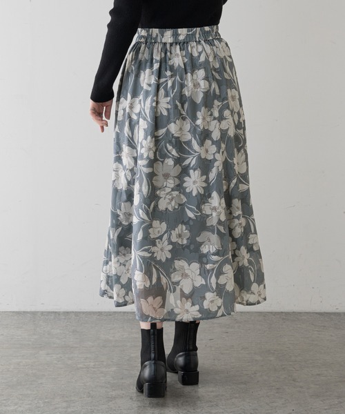 natural couture（ナチュラルクチュール）の「オリエンタル花柄ジャガードスカート（スカート・レディース・ブラック/グレー/ピンク・FREE）」の9枚目の写真