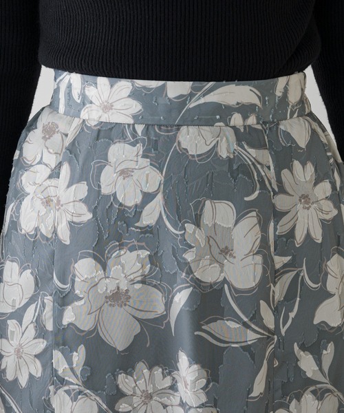 natural couture（ナチュラルクチュール）の「オリエンタル花柄ジャガードスカート（スカート・レディース・ブラック/グレー/ピンク・FREE）」の6枚目の写真
