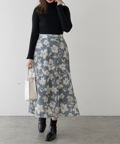 natural couture（ナチュラルクチュール）の「オリエンタル花柄ジャガードスカート（スカート・レディース・ブラック/グレー/ピンク・FREE）」の15枚目の写真