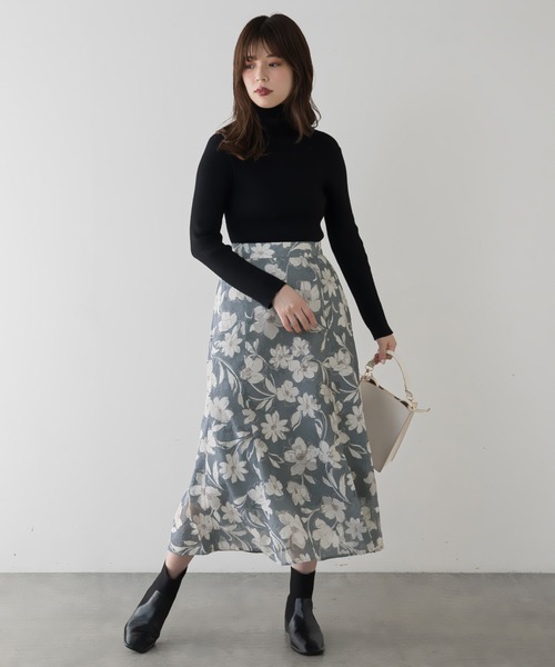 natural couture（ナチュラルクチュール）の「オリエンタル花柄ジャガードスカート（スカート・レディース・ブラック/グレー/ピンク・FREE）」の10枚目の写真