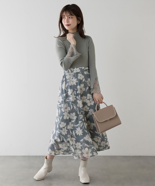 natural couture（ナチュラルクチュール）の「オリエンタル花柄ジャガードスカート（スカート・レディース・ブラック/グレー/ピンク・FREE）」の22枚目の写真