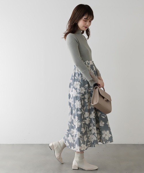 natural couture（ナチュラルクチュール）の「オリエンタル花柄ジャガードスカート（スカート・レディース・ブラック/グレー/ピンク・FREE）」の8枚目の写真