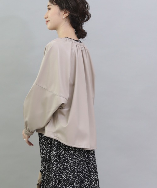 本日迄出品❕【gready brilliant 】エコレザーギャザーブルゾン