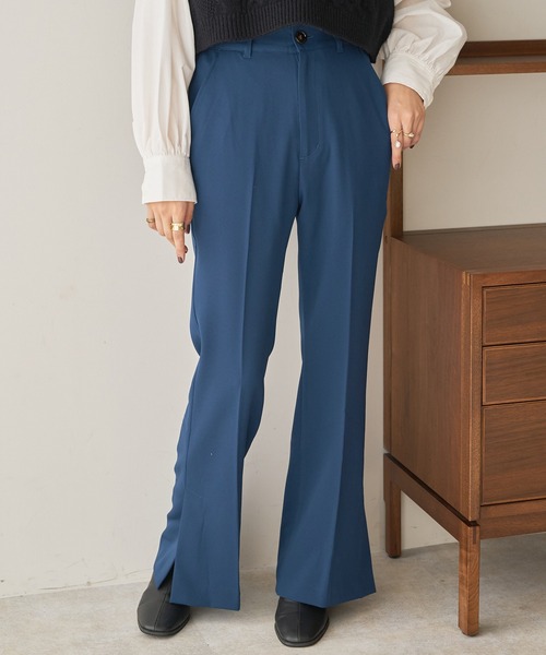 DISCOAT（ディスコート）の「センタープレスカラーフレアパンツ（その他パンツ・レディース・ブラック/ダークグリーン/ブラウン/アイボリー/マスタード/ローズ/ホワイト系その他/モスグリーン・SMALL/MEDIUM/LARGE）」の6枚目の写真