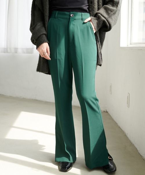 DISCOAT（ディスコート）の「センタープレスカラーフレアパンツ（その他パンツ・レディース・ブラック/ダークグリーン/ブラウン/アイボリー/マスタード/ローズ/ホワイト系その他/モスグリーン・SMALL/MEDIUM/LARGE）」の13枚目の写真