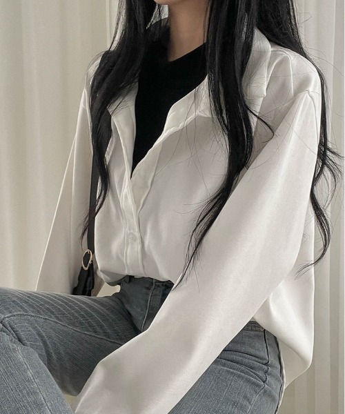 SONA(ソナ)の「SONYUNARA レイヤードベーシックフィットシャツ(シャツ/ブラウス・レディース・アイボリー・FREE)」の8枚目の写真