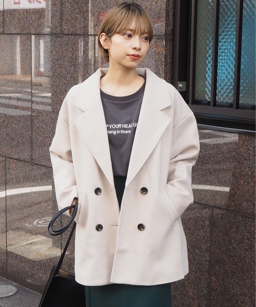 tiptop（ティップトップ）の「ダブルボタンBIGジャケット（テーラードジャケット・レディース・ブラック/ベージュ/ネイビー/ブルー/アイボリー/モカ・FREE）」の2枚目の写真