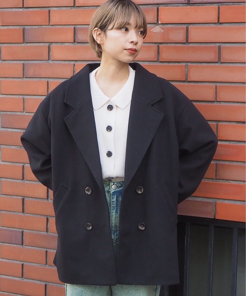 tiptop（ティップトップ）の「ダブルボタンBIGジャケット（テーラードジャケット・レディース・ブラック/ベージュ/ネイビー/ブルー/アイボリー/モカ・FREE）」の3枚目の写真