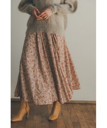 JACQUARD FLOWER FLARE SKIRT