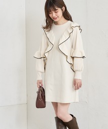 【WEB限定】ラッフルフリルニットチュニックワンピース