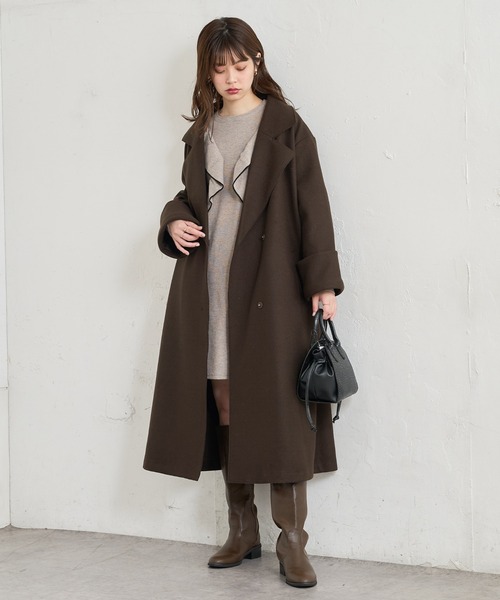 natural couture(ナチュラルクチュール)の「【WEB限定】ラッフルフリルニットチュニックワンピース(ワンピース・レディース・カーキ/ブラック/グレー/オフホワイト・FREE)」の16枚目の写真