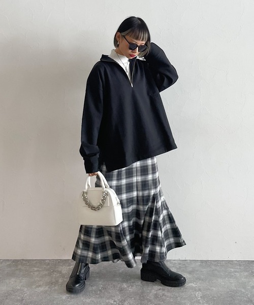 PAGEBOY（ページボーイ）の「ハーフジップロゴウラケ（スウェット・レディース・ブラック/オートミール/ピンク系その他・FREE）」の7枚目の写真