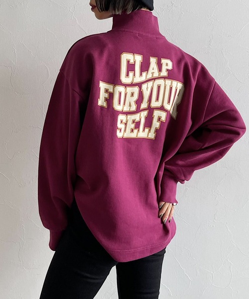 PAGEBOY（ページボーイ）の「ハーフジップロゴウラケ（スウェット・レディース・ブラック/オートミール/ピンク系その他・FREE）」の8枚目の写真