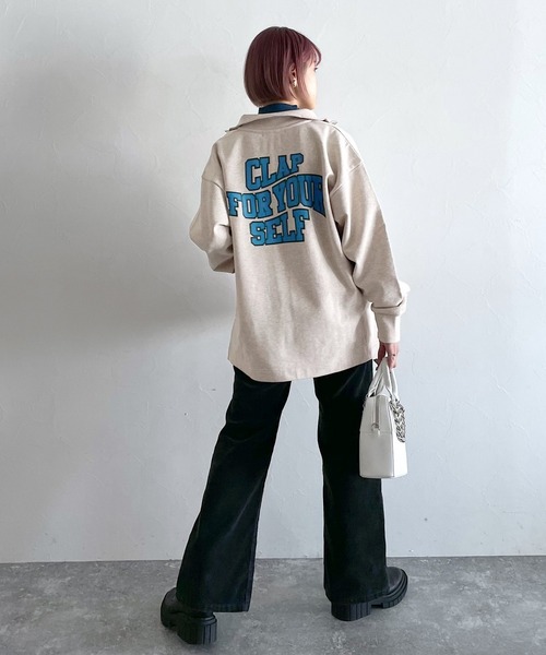 PAGEBOY（ページボーイ）の「ハーフジップロゴウラケ（スウェット・レディース・ブラック/オートミール/ピンク系その他・FREE）」の11枚目の写真