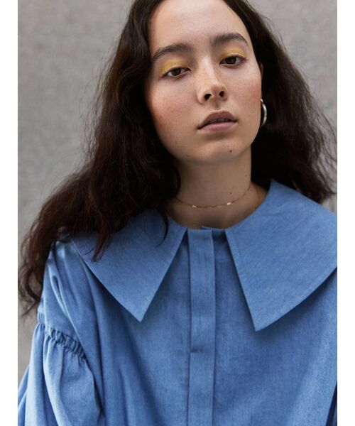 COTORICA（コトリカ）の「セーラーカラーダンガリーブラウス（シャツ/ブラウス・レディース・ブルー/ライトブルー・FREE）」の9枚目の写真