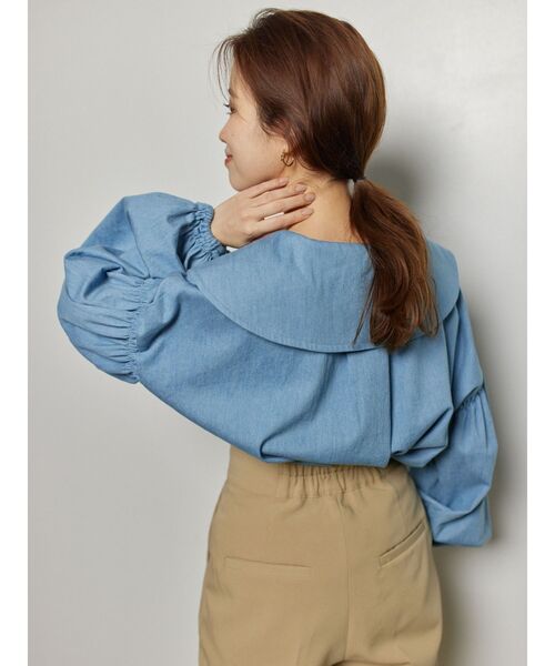 COTORICA（コトリカ）の「セーラーカラーダンガリーブラウス（シャツ/ブラウス・レディース・ブルー/ライトブルー・FREE）」の6枚目の写真