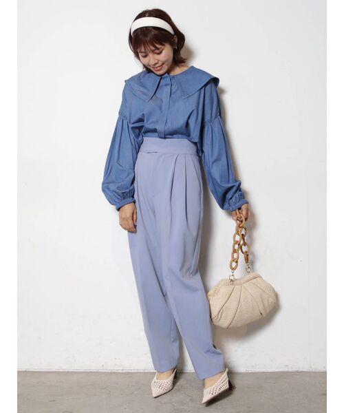 COTORICA（コトリカ）の「セーラーカラーダンガリーブラウス（シャツ/ブラウス・レディース・ブルー/ライトブルー・FREE）」の4枚目の写真