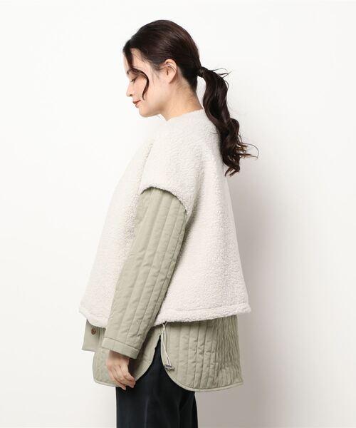 AZUL by moussy（アズールバイマウジー）の「3WAY BOA JACKET/3WAYボアジャケット（ブルゾン・レディース・ライトカーキ/アイボリー/ブラック・SMALL/MEDIUM）」の6枚目の写真