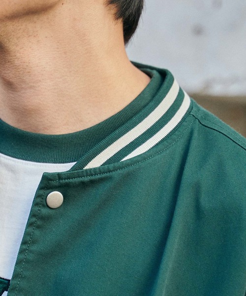 WEGO（ウィゴー）の「WEGO/ワンポイント刺繍スタジャン（スタジャン・メンズ・ダークグリーン/スカイブルー・MEDIUM/LARGE）」の12枚目の写真