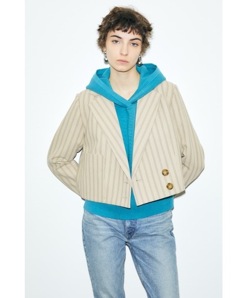 MOUSSY(マウジー)の「CROPPED DOUBLE ジャケット(テーラードジャケット・レディース・ターコイズブルー/アイボリー/ベージュ系その他・1/2)」の1枚目の写真