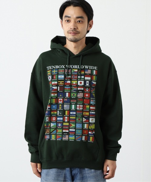 TENBOX（テンボックス）の「【TENBOX×JOURNAL STANDARD】別注 WORLD FLAG HOODIE（パーカー・メンズ・グリーン・XX-LARGE/LARGE/X-LARGE）」の4枚目の写真