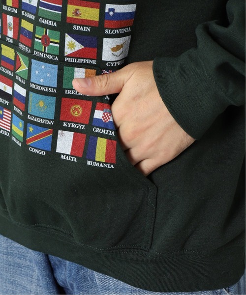 TENBOX（テンボックス）の「【TENBOX×JOURNAL STANDARD】別注 WORLD FLAG HOODIE（パーカー・メンズ・グリーン・XX-LARGE/LARGE/X-LARGE）」の11枚目の写真