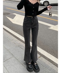 Jewelobe | フロントラインブーツカットデニムパンツ(デニムパンツ)