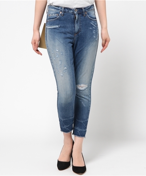 HOSU（ホス）の「スラウチクロップドDENIM (HOSU×Nowartt×And A)（デニムパンツ・レディース・ホワイト/ブルー・38/36）」の2枚目の写真