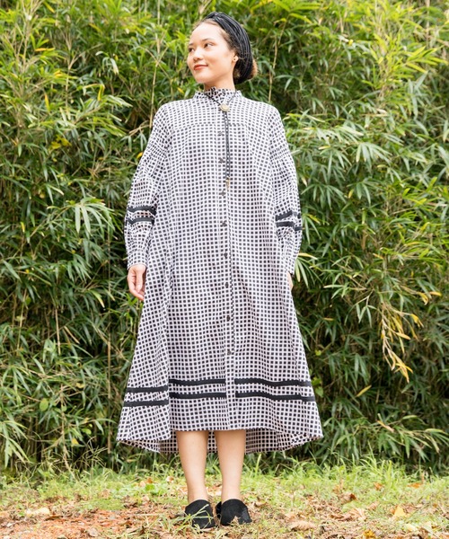 チャイハネ チェクモバンドカラーシャツワンピース シャツワンピース チャイハネ チャイハネ のファッション通販 Zozotown