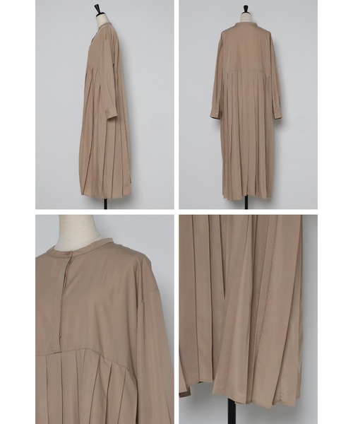 Bonjour Sagan（ボンジュールサガン）の「プリーツ切替バンドカラーワンピース（ワンピース・レディース・ホワイト/ベージュ・FREE）」の16枚目の写真