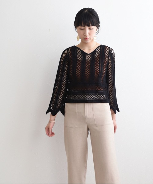 LHELBIE(レルビエ)の「刺繍レーストップス(その他トップス・レディース・ブラック/ライトベージュ・M)」の12枚目の写真