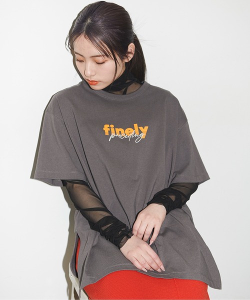 FREE'S MART(フリーズマート)の「◆ロゴプリント&刺繍オーバーサイズTシャツ(Tシャツ/カットソー・レディース・ホワイト/ブラック/ピンク・FREE)」の2枚目の写真