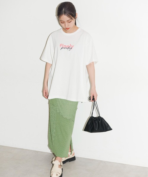 FREE'S MART(フリーズマート)の「◆ロゴプリント&刺繍オーバーサイズTシャツ(Tシャツ/カットソー・レディース・ホワイト/ブラック/ピンク・FREE)」の8枚目の写真