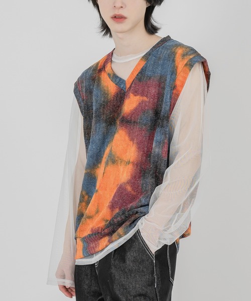 FOLLOWIN（フォロウィン）の「【UNISEX】タイダイサマーニットベスト（ベスト・レディース・ブラック/レッド・FREE）」の20枚目の写真