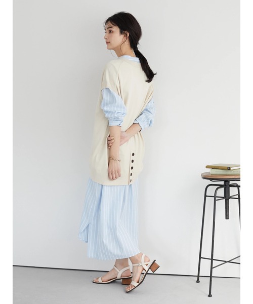 CRAFT STANDARD BOUTIQUE（クラフトスタンダードブティック）の「後ろボタンVネックチュニック　＊◆（ベスト・レディース・ブラック/グリーン/アイボリー・FREE）」の9枚目の写真