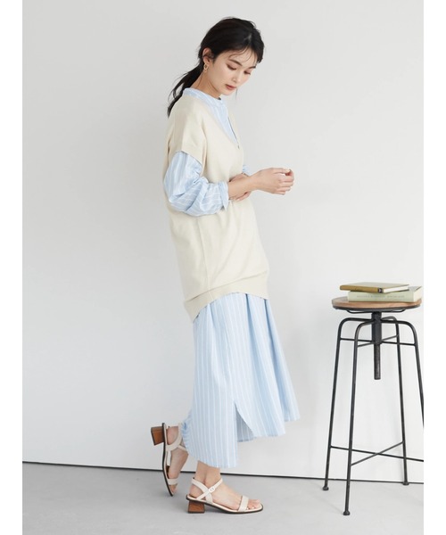 CRAFT STANDARD BOUTIQUE（クラフトスタンダードブティック）の「後ろボタンVネックチュニック　＊◆（ベスト・レディース・ブラック/グリーン/アイボリー・FREE）」の11枚目の写真