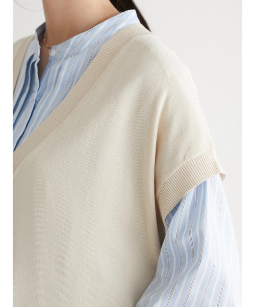 CRAFT STANDARD BOUTIQUE（クラフトスタンダードブティック）の「後ろボタンVネックチュニック　＊◆（ベスト・レディース・ブラック/グリーン/アイボリー・FREE）」の13枚目の写真