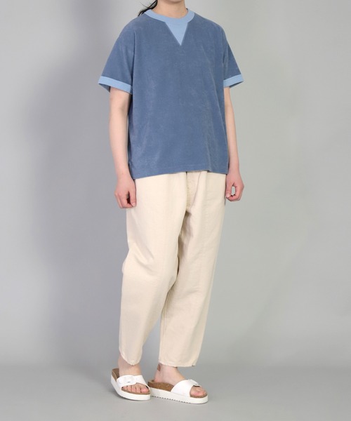 OMNIGOD（オムニゴッド）の「[OMNIGOD womens / オムニゴッド] ミニパイル ショートスリーブトレーナー（Tシャツ/カットソー・レディース・ネイビー/ブラウン/オフホワイト・FREE）」の13枚目の写真