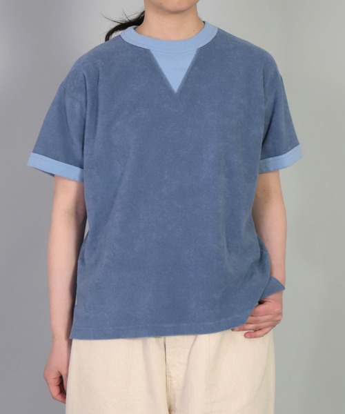 OMNIGOD（オムニゴッド）の「[OMNIGOD womens / オムニゴッド] ミニパイル ショートスリーブトレーナー（Tシャツ/カットソー・レディース・ネイビー/ブラウン/オフホワイト・FREE）」の5枚目の写真