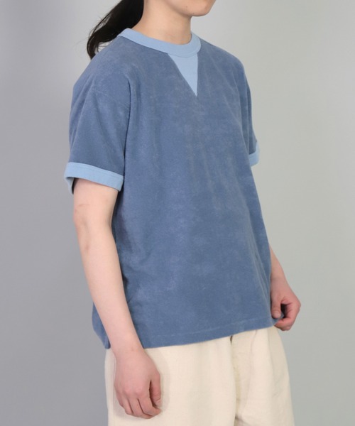 OMNIGOD（オムニゴッド）の「[OMNIGOD womens / オムニゴッド] ミニパイル ショートスリーブトレーナー（Tシャツ/カットソー・レディース・ネイビー/ブラウン/オフホワイト・FREE）」の6枚目の写真
