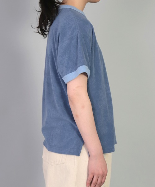 OMNIGOD（オムニゴッド）の「[OMNIGOD womens / オムニゴッド] ミニパイル ショートスリーブトレーナー（Tシャツ/カットソー・レディース・ネイビー/ブラウン/オフホワイト・FREE）」の7枚目の写真
