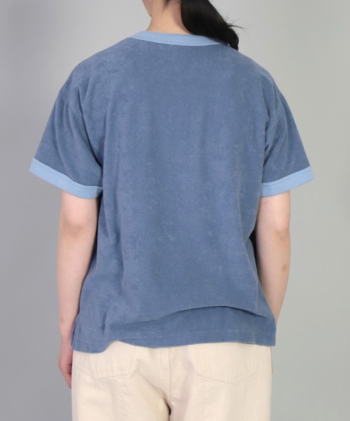 OMNIGOD（オムニゴッド）の「[OMNIGOD womens / オムニゴッド] ミニパイル ショートスリーブトレーナー（Tシャツ/カットソー・レディース・ネイビー/ブラウン/オフホワイト・FREE）」の8枚目の写真