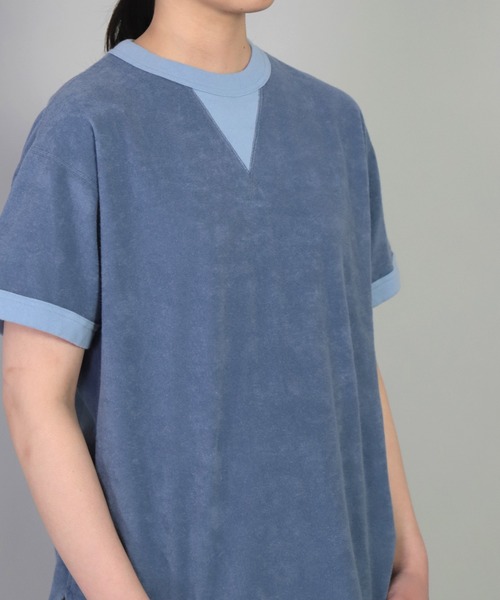 OMNIGOD（オムニゴッド）の「[OMNIGOD womens / オムニゴッド] ミニパイル ショートスリーブトレーナー（Tシャツ/カットソー・レディース・ネイビー/ブラウン/オフホワイト・FREE）」の9枚目の写真